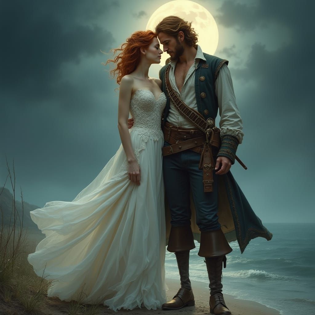 Romantic Moonlit Pirate Wedding in a Pre-Raphaelite Style