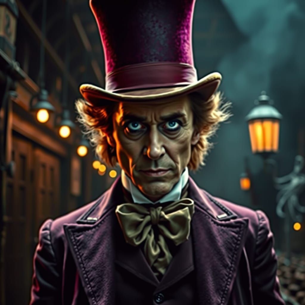Sinister Willy Wonka in Dark Chocolate Factory
