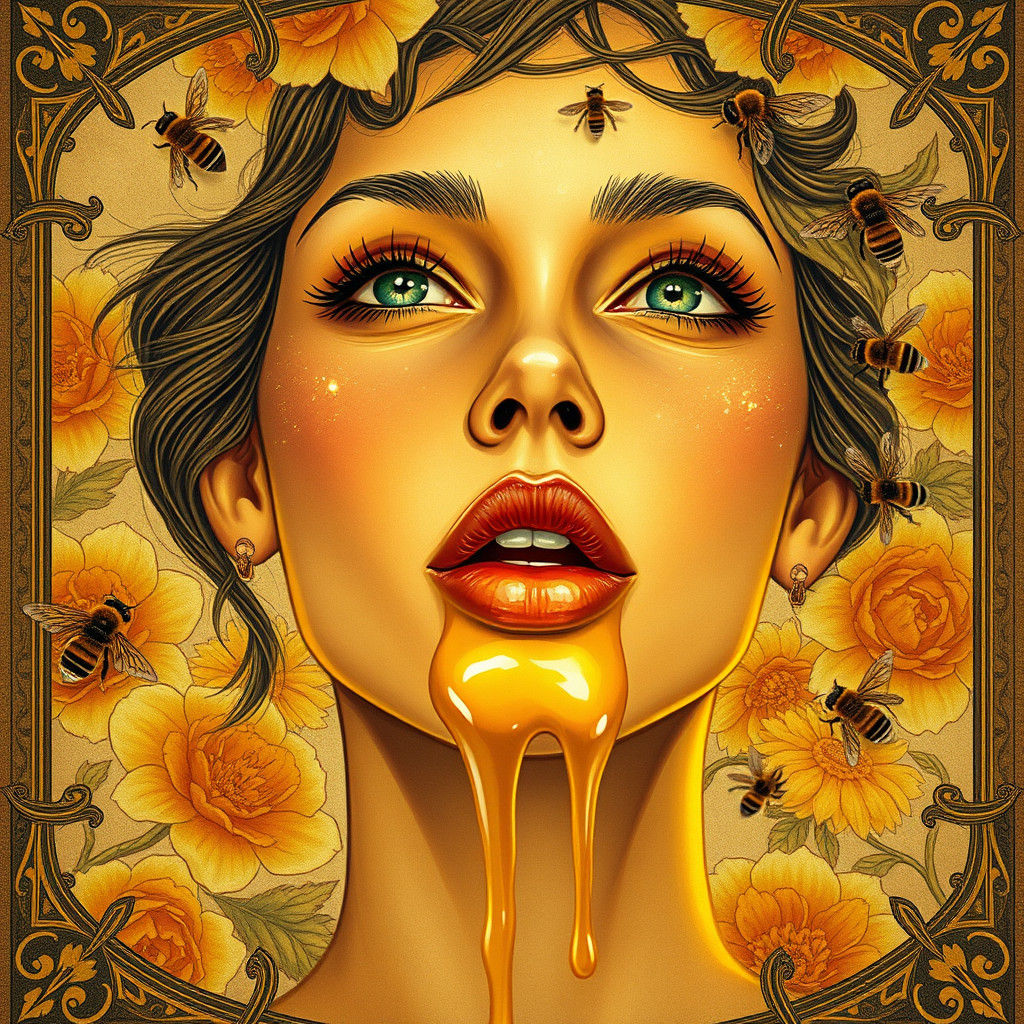 Honeyed Wonder: A Maximalist Digital Art Masterpiece