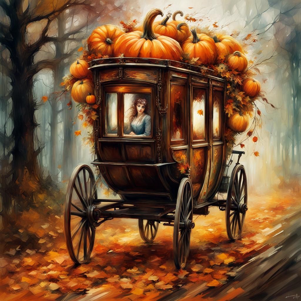 Pumpkin Carriage for Cinderella in Expressionist Style