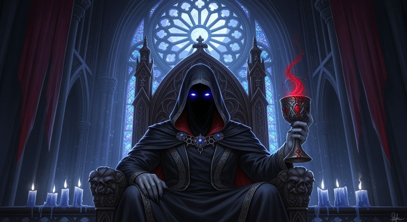 Vampire on Gothic Throne in Cathedral