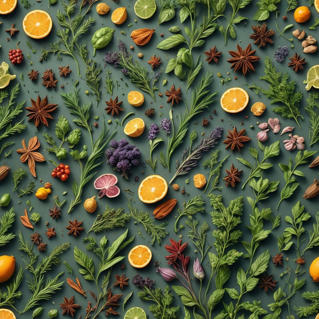 Aromatic Herb and Spice Clothing: Digital Matte Painting