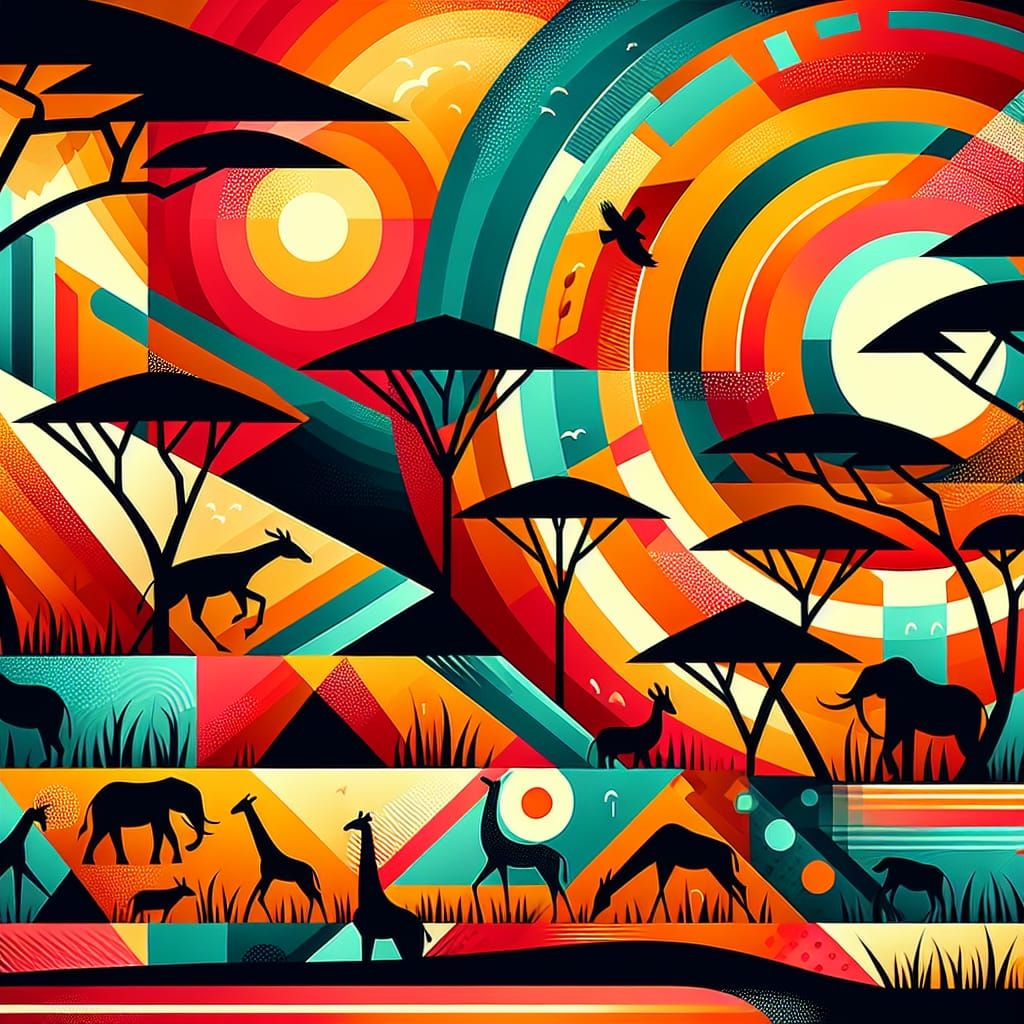 Abstract African Savannah in Spring: Geometric Patterns