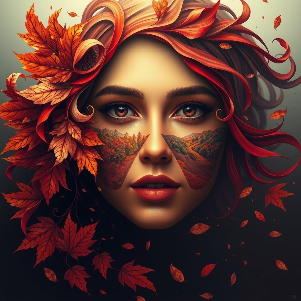 A captivating surreal artwork showcasing a beautiful female ...
