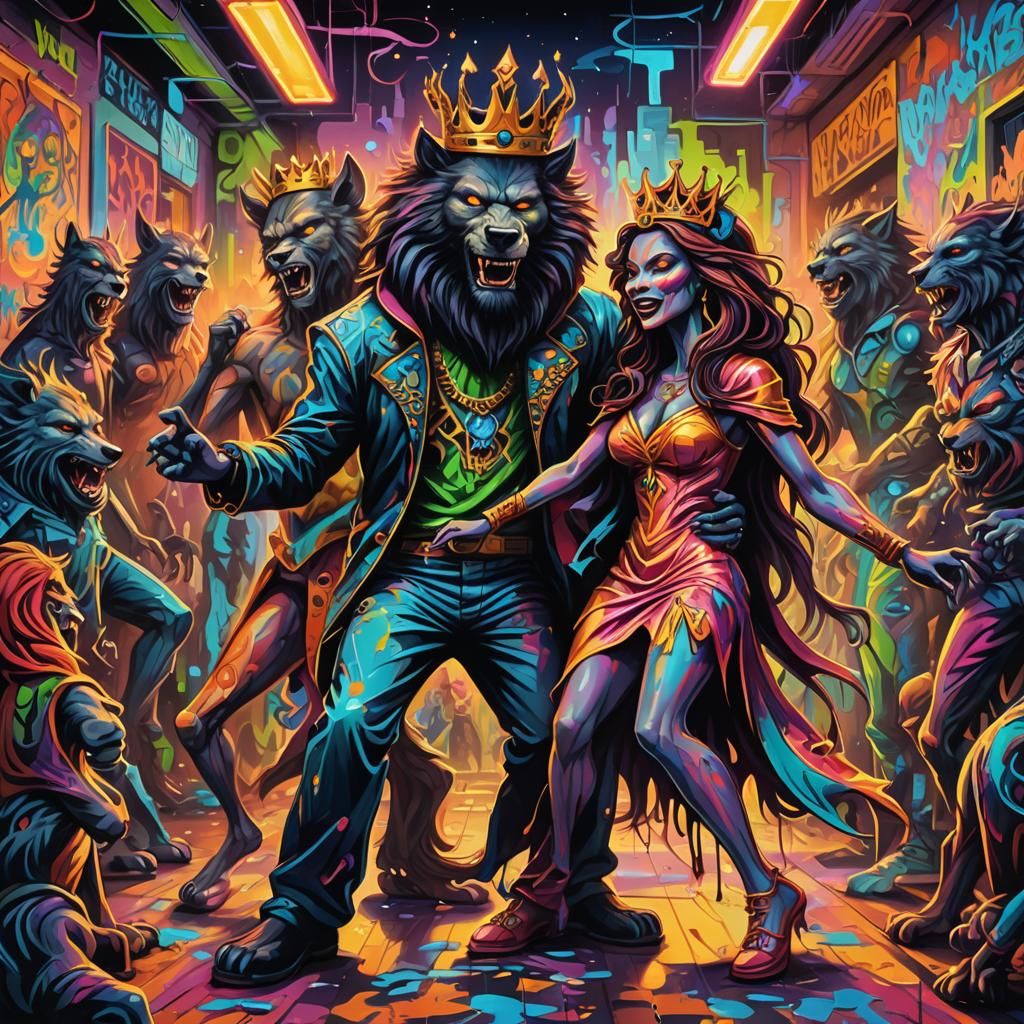 Werewolf Prom King and Queen in Graffiti Art Style