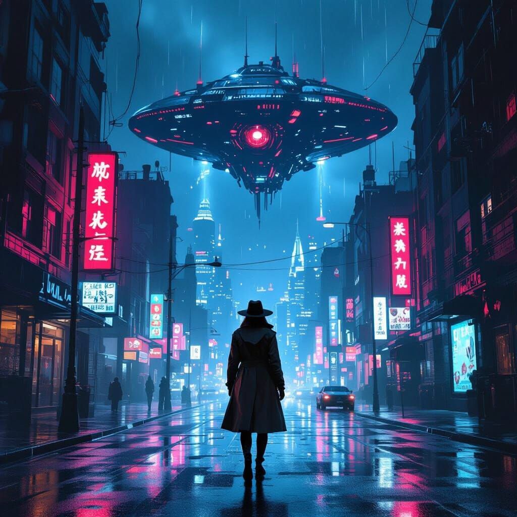 Cyberpunk Detective in Neon City