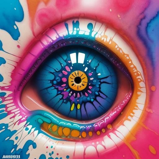 Colorful Amoebas in Watercolour Graffiti Style