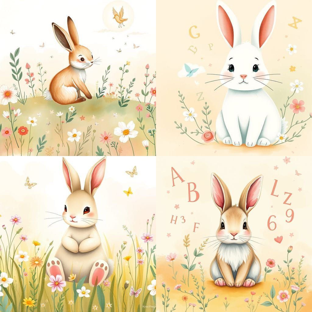 Whimsical Children's Book Cover in Pastel Hues with Delicate...