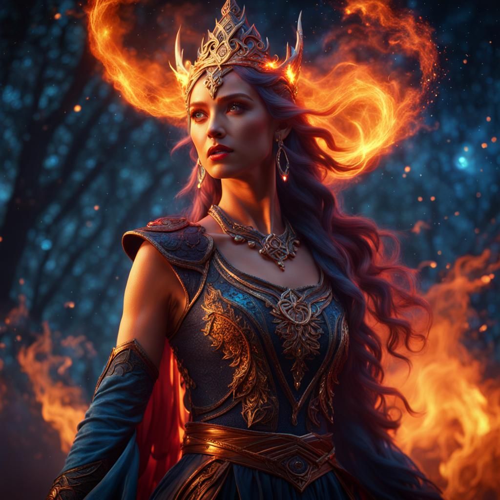 Enchanted Elf Dances on Smoke and Fire