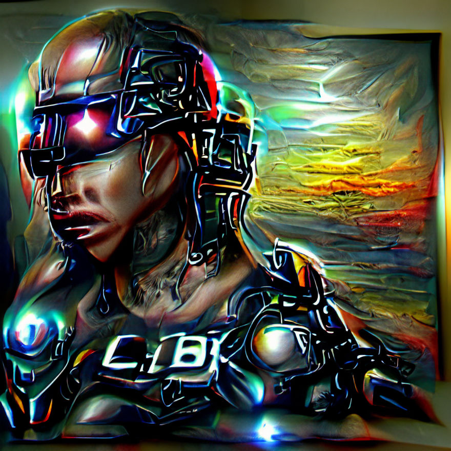 Detailed 8K 3D Painting of a Cyborg