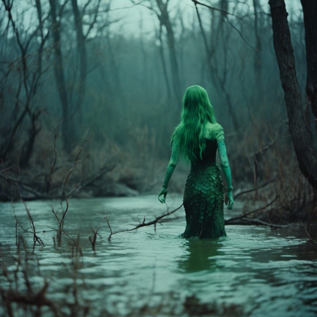 Vengeful Mermaid Rising from Mississippi River