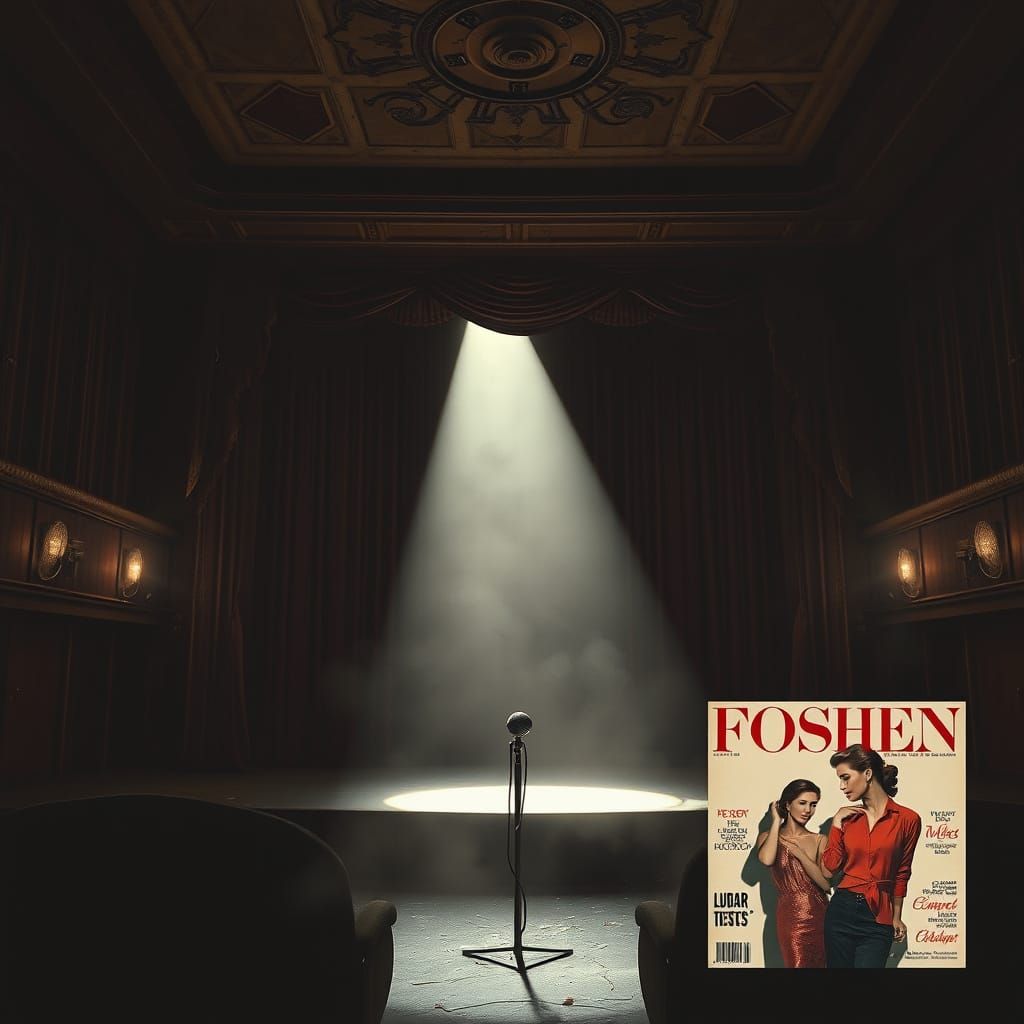 Abandoned Theatre Stage Spotlight in Cinematic Chiaroscuro