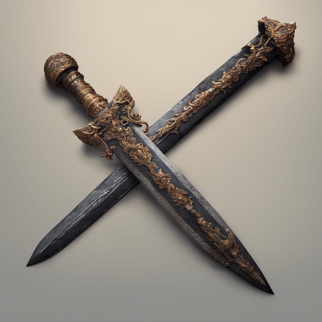 Ornate Obsidian Sword Aftermath in Hyperrealistic Style