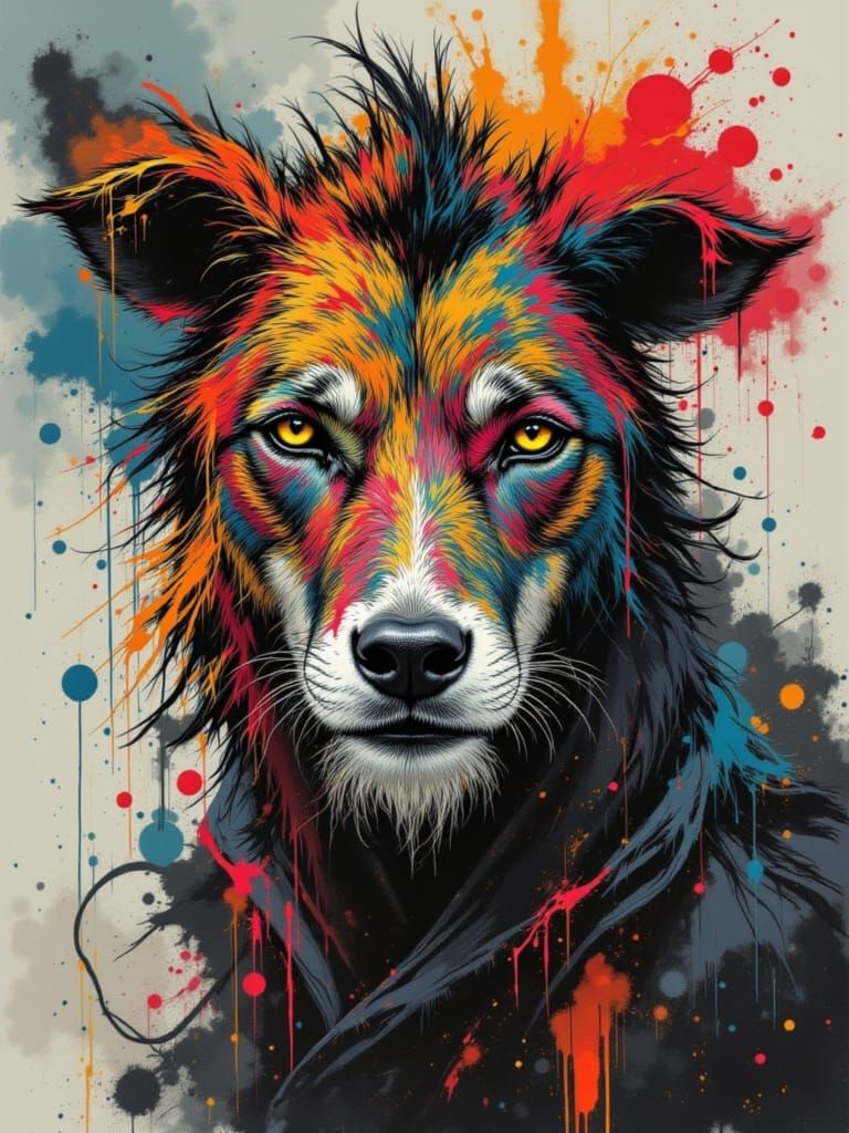 Wolf in Silent Grove Under Autumn Moon