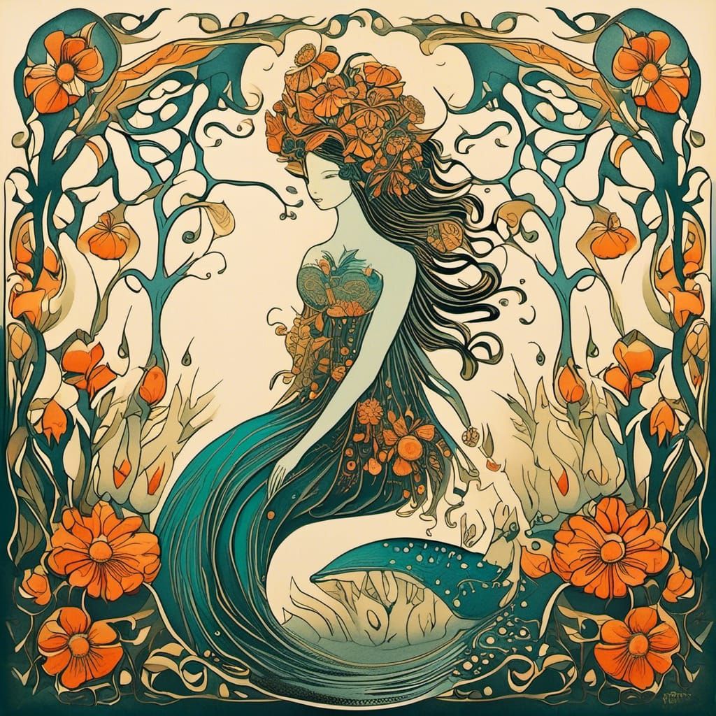 Enchanted Forest Fairy in Block Print Style