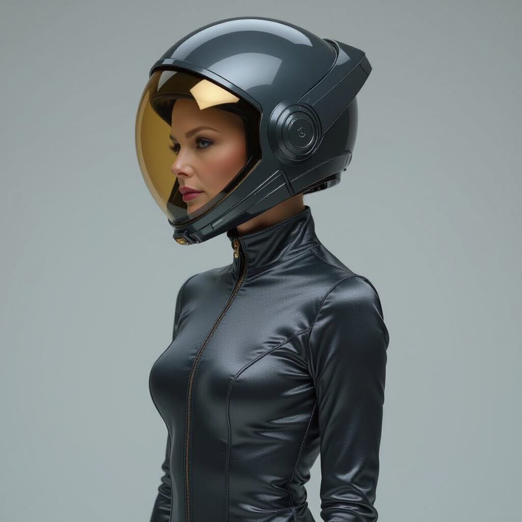 Bald Michelle Pfeiffer in Satin Spacesuit: Futuristic Portra...