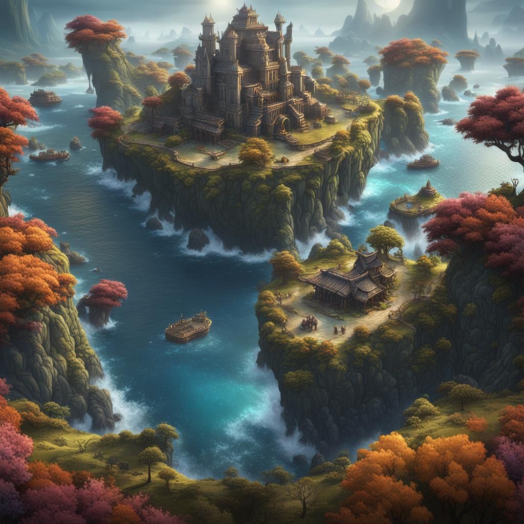 Fantastical Islands in Detailed Matte Painting