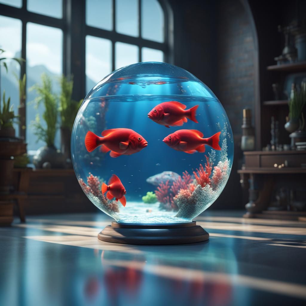 Aquarium Inside Soccer Ball, Graffiti Art Style