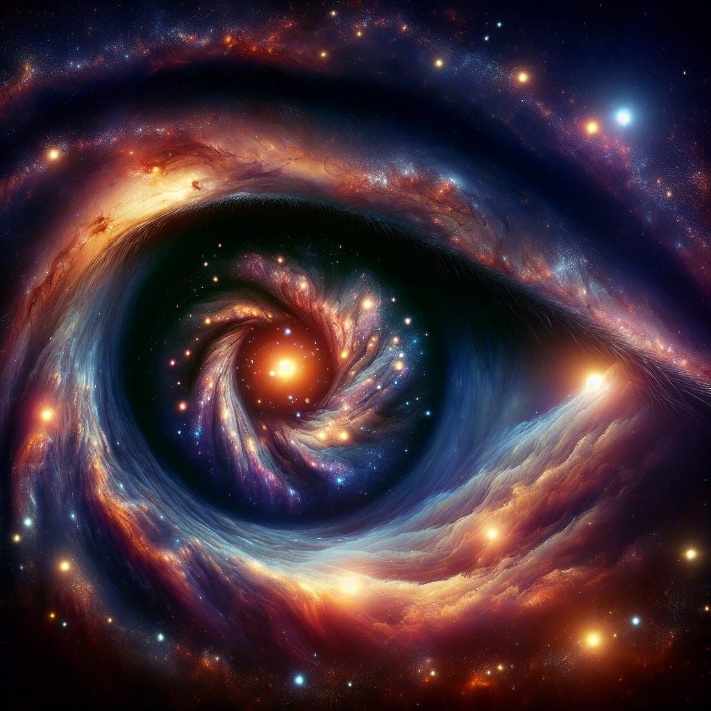Giant Cosmic Eye in Galaxy Swirl