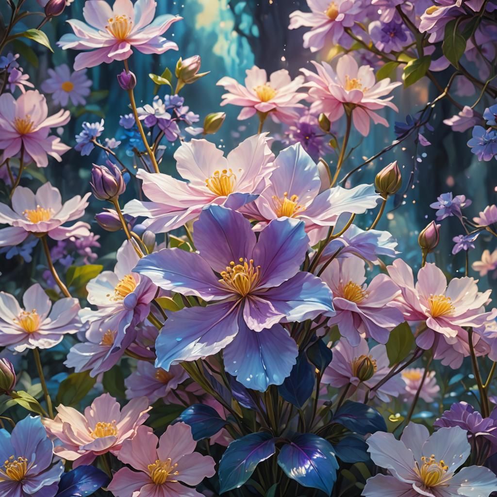Mystical Flower in Oil Painting Style
