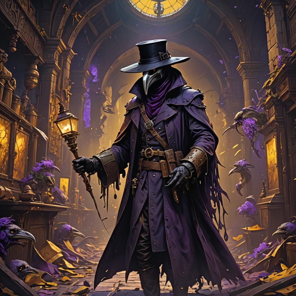 Intricate Plague Doctor in Dark Fantasy Style