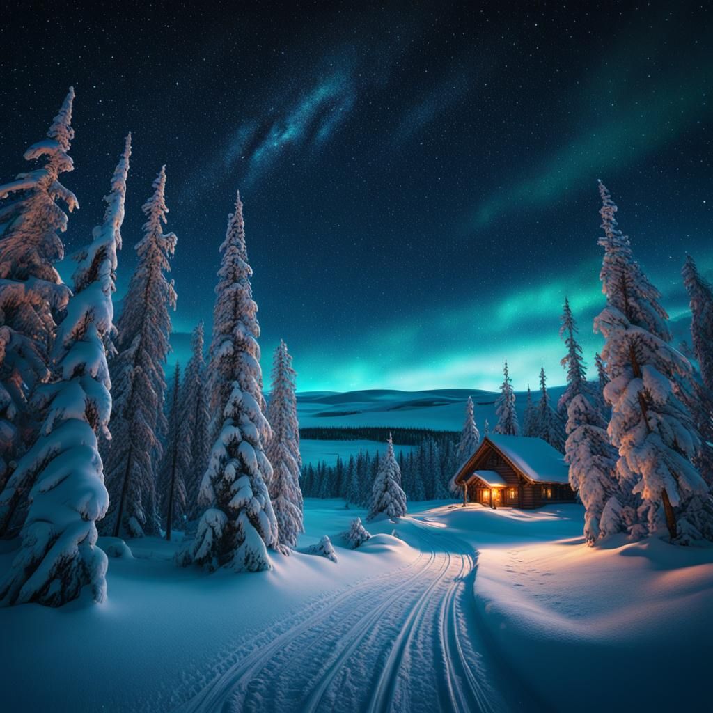 Lapland's Starry Night: A Digital Masterpiece