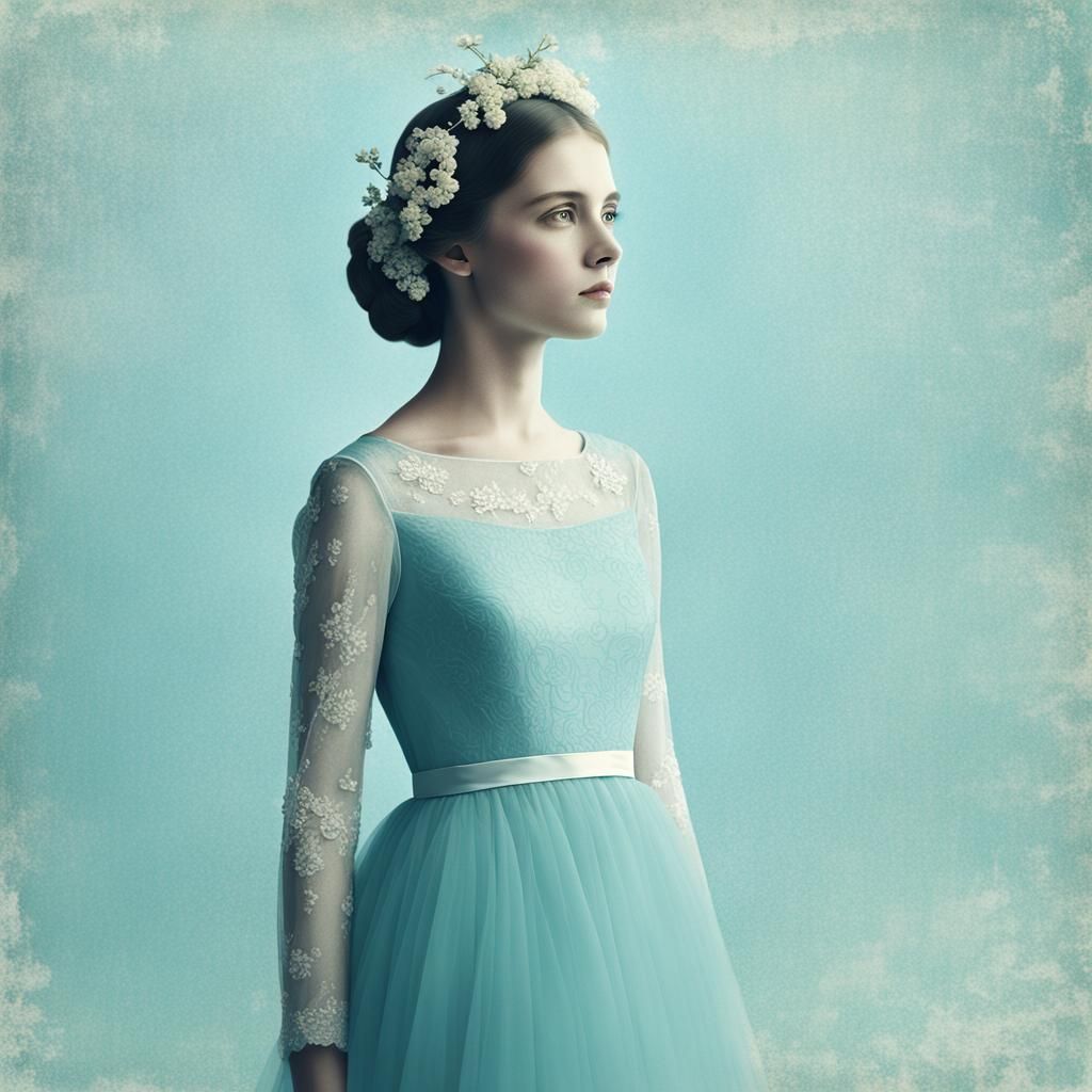 Ethereal Bridesmaid: Minimalist Digital Illustration