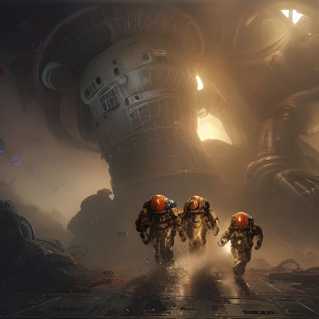 Space Marines Encounter Aliens in Derelict Ship