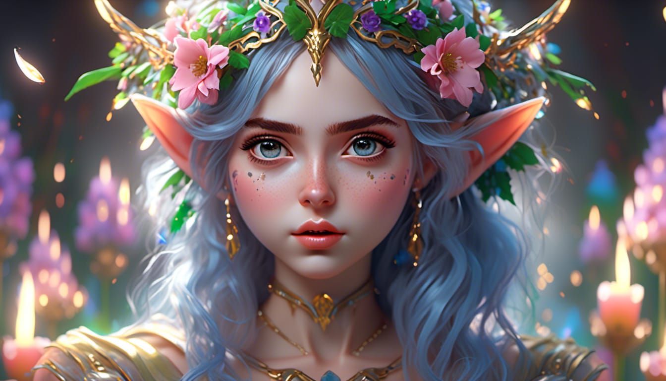 Elf Woman Portrait Inspired by WLOP in 3D Anime Art