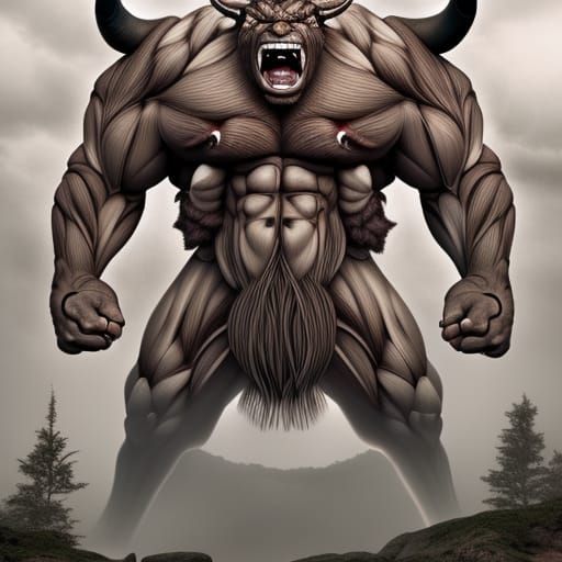 Photorealistic Oni with Exaggerated Anatomy