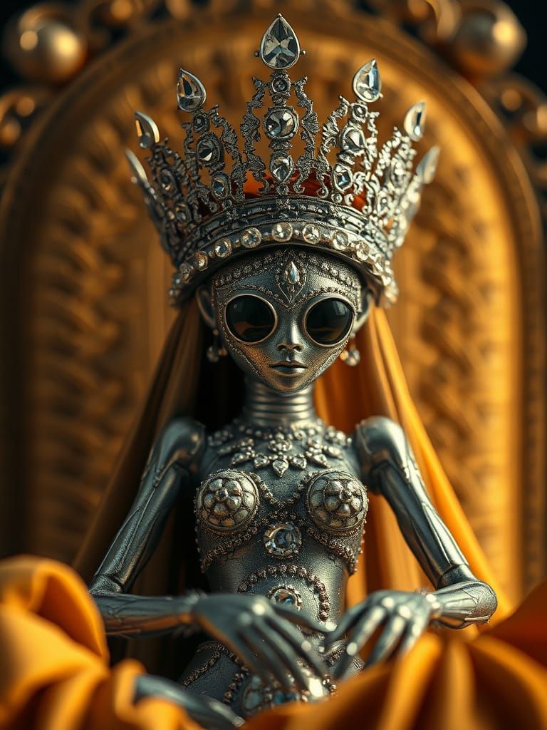 Silver Spider Queen on Silk Throne: Macro Photograph