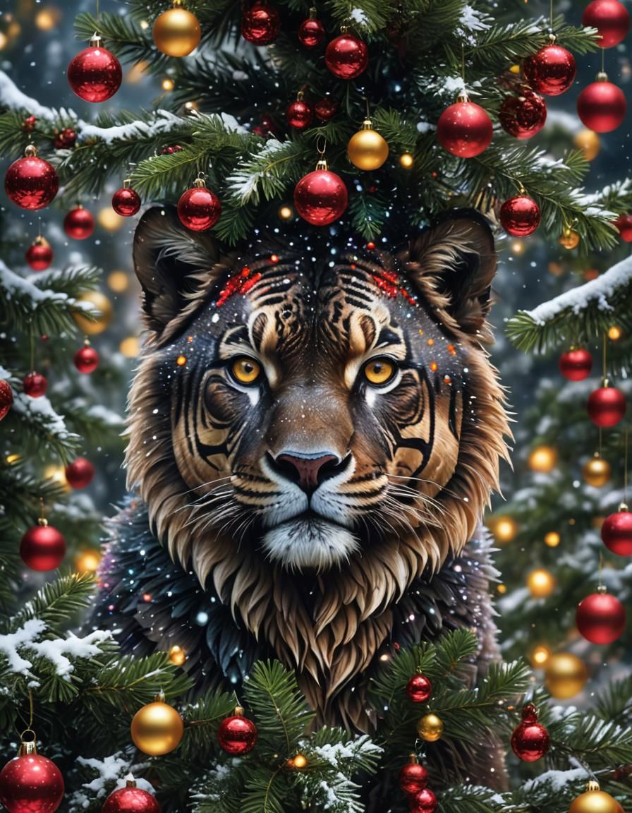 Festive Pteranodon in Christmas Rainforest Scene