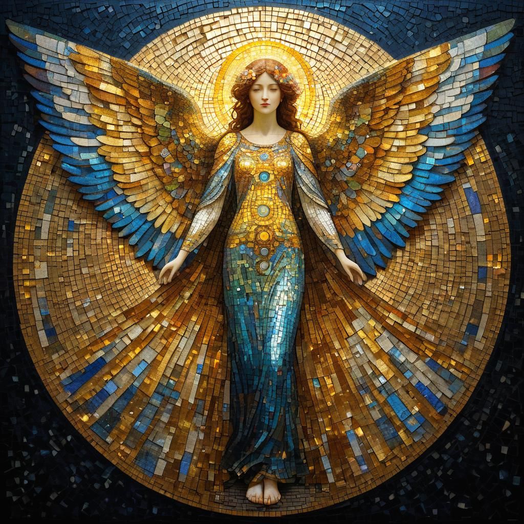 Angel Mosaic in Gustav Klimt Art Style