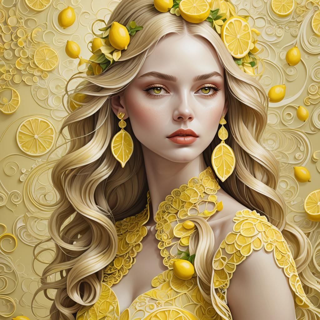 Girl with Lemon: Abstract Vector Fractal Art
