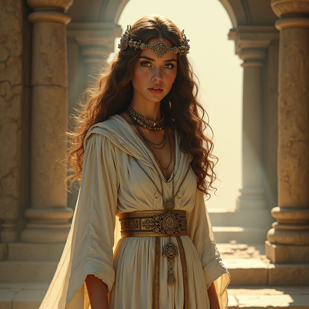 Young Priestess in Temple Concept Art