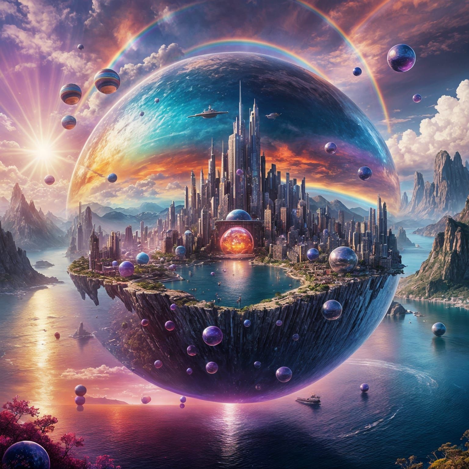 Futuristic Metropolis in Fantasy Sphere