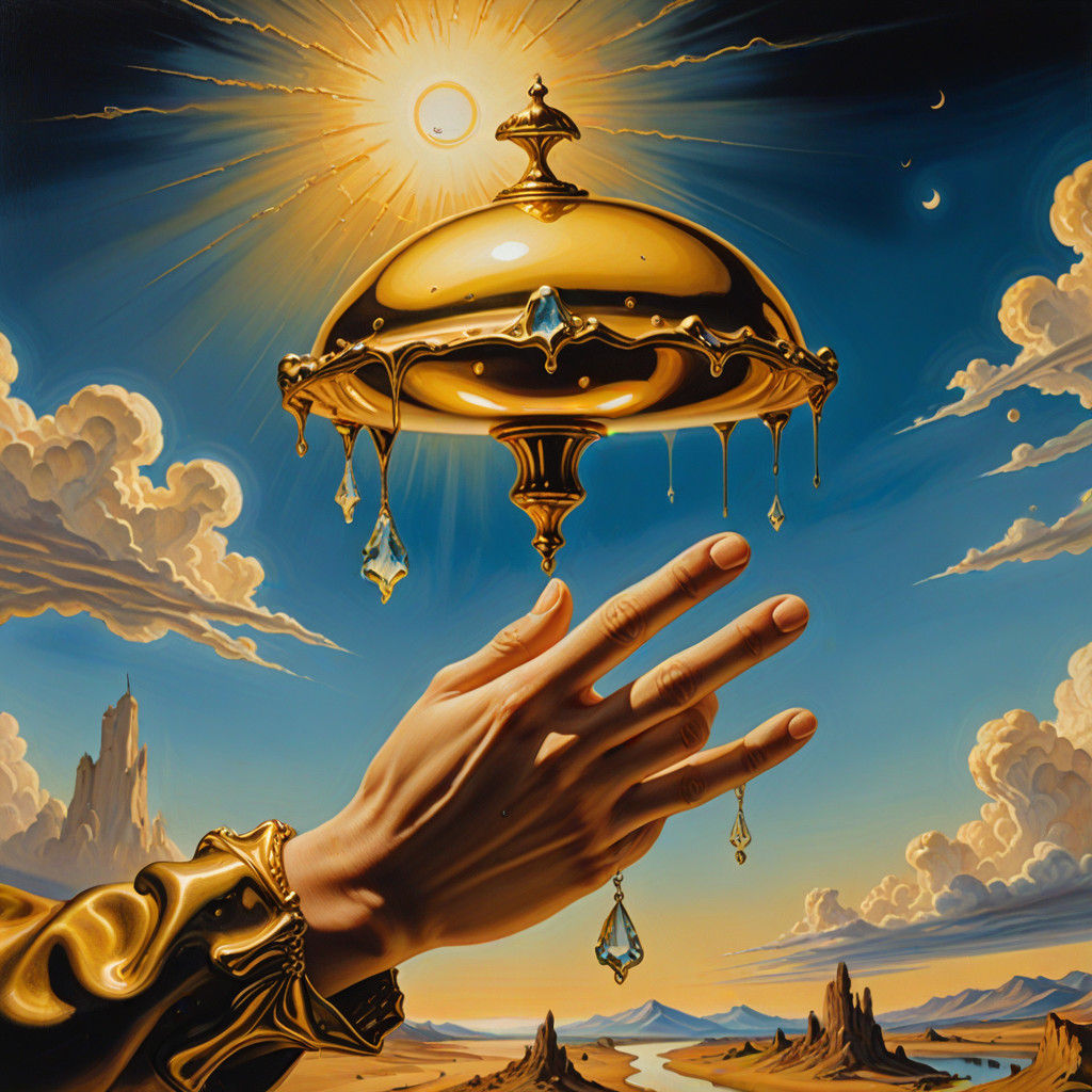 Dreamlike Close-up of Fatima's Hand Holding Golden Treasure