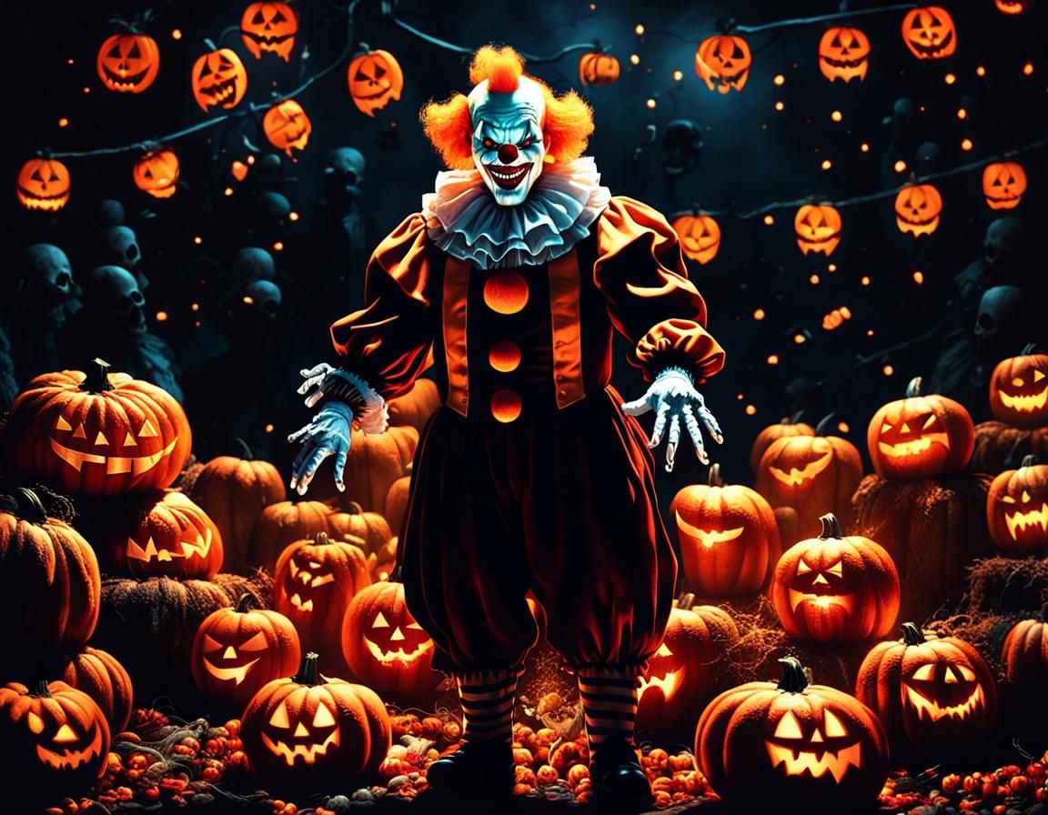 Terrifying Horror Clown in Halloween Concept Art