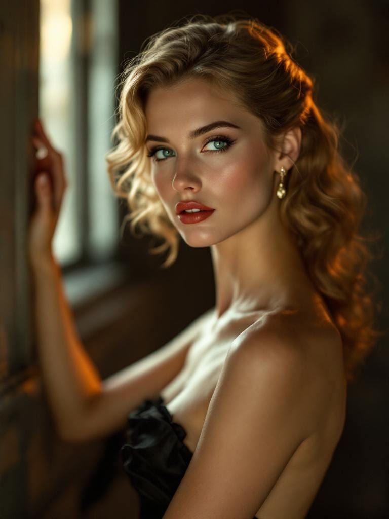 Blonde Pin-Up in Soft-Focus Aesthetic