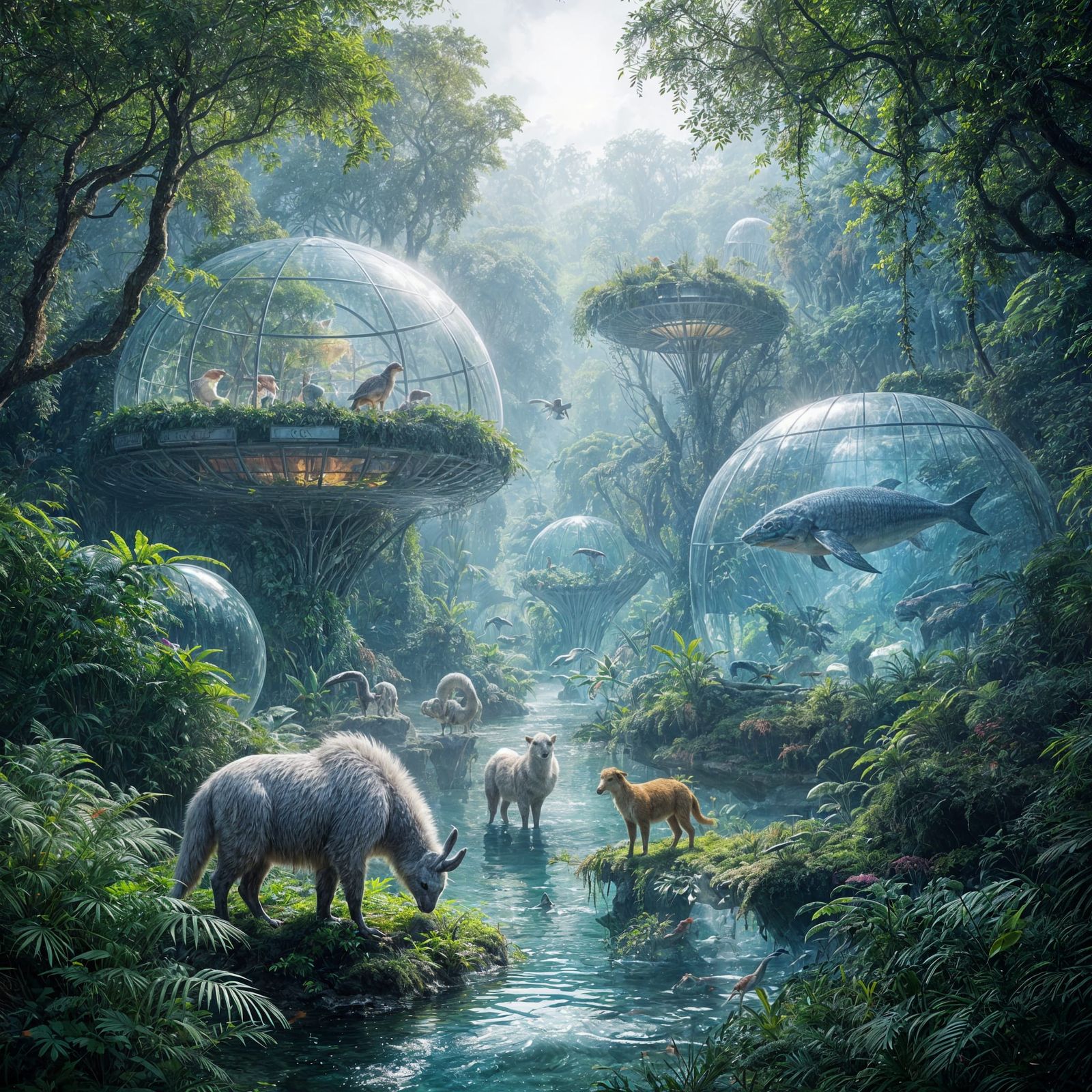 Futuristic Zoo with Ultra-Realistic Biological Animals