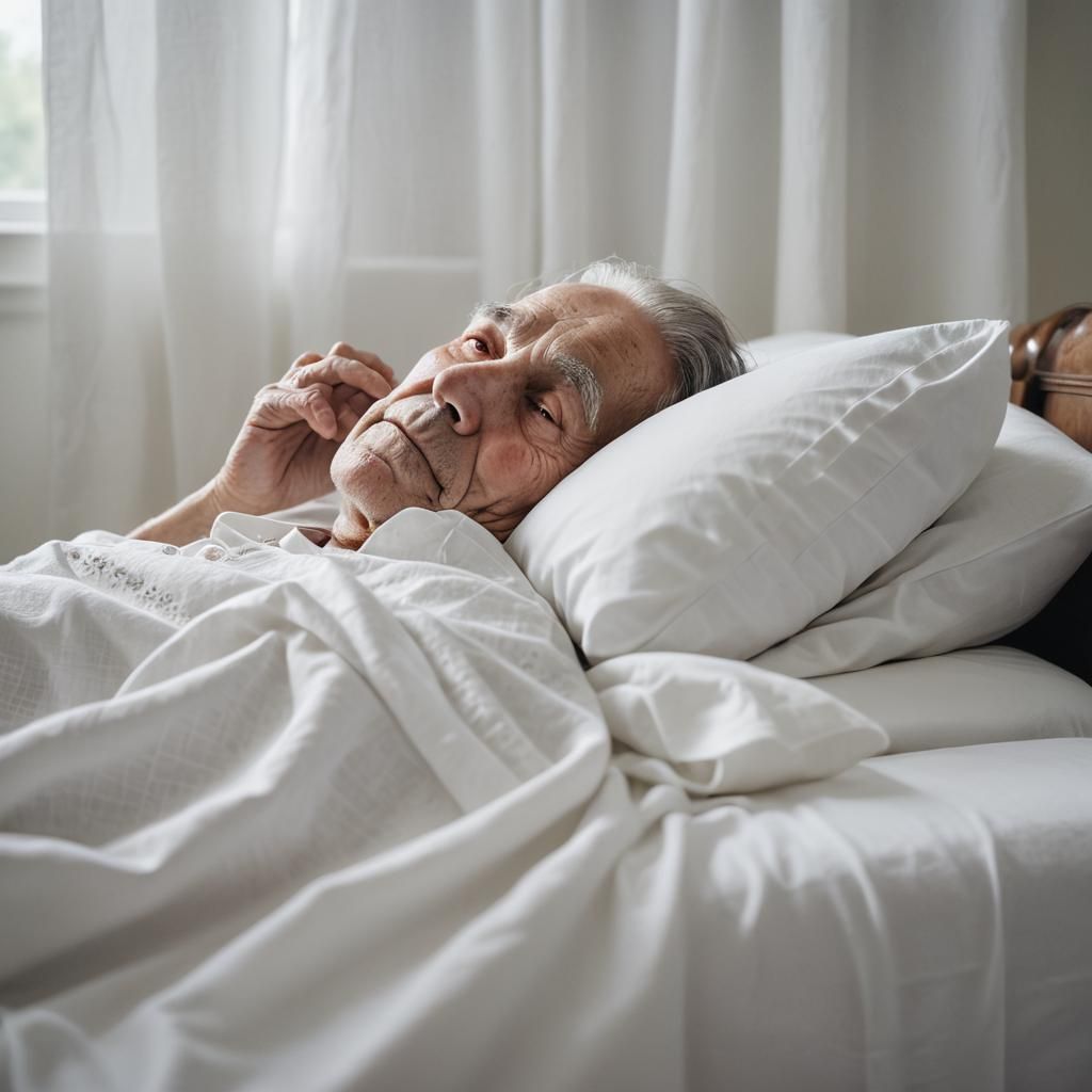 Serene Portrait of Frail Figure in Deathbed