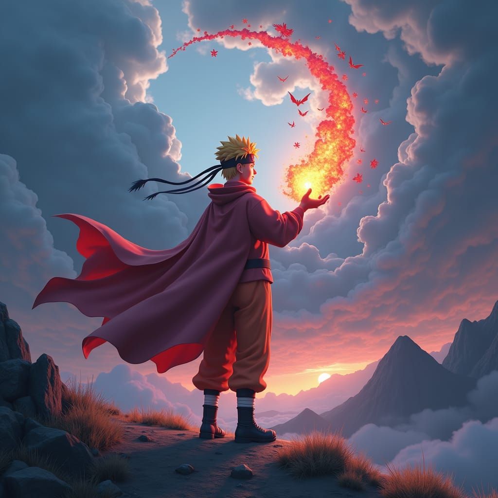 Naruto in Dreamlike Landscape, Matte Painting