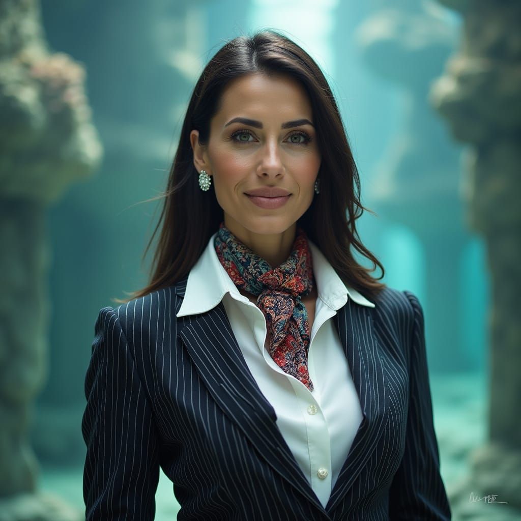 Underwater Portrait of a Sophisticated Businesswoman