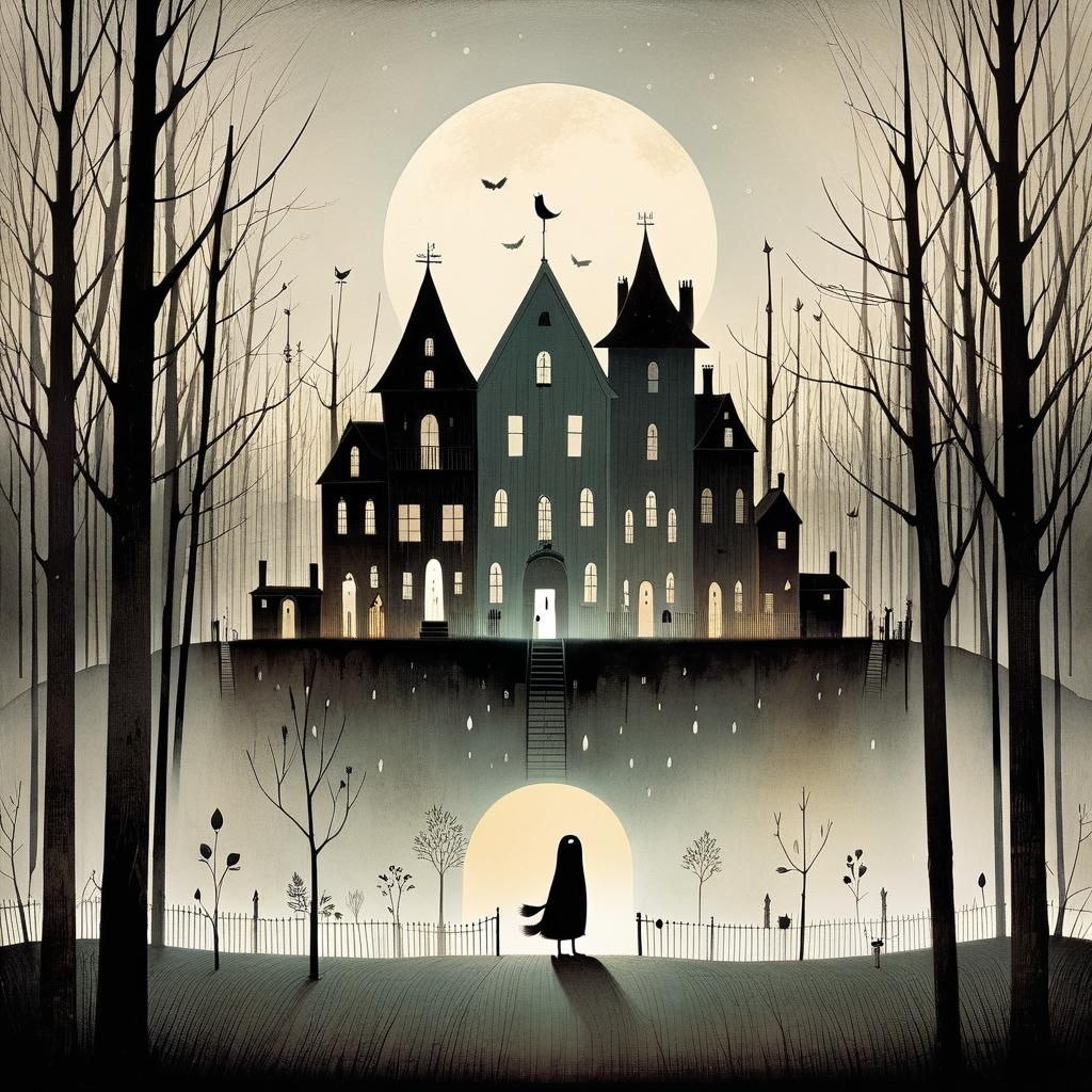 Ethereal Ghost Emerges from Storybook Illustration