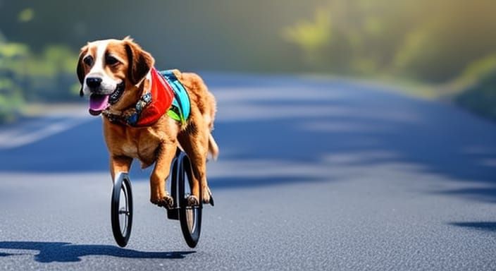 Dog on Bicycle: Hyperrealistic Boho Style