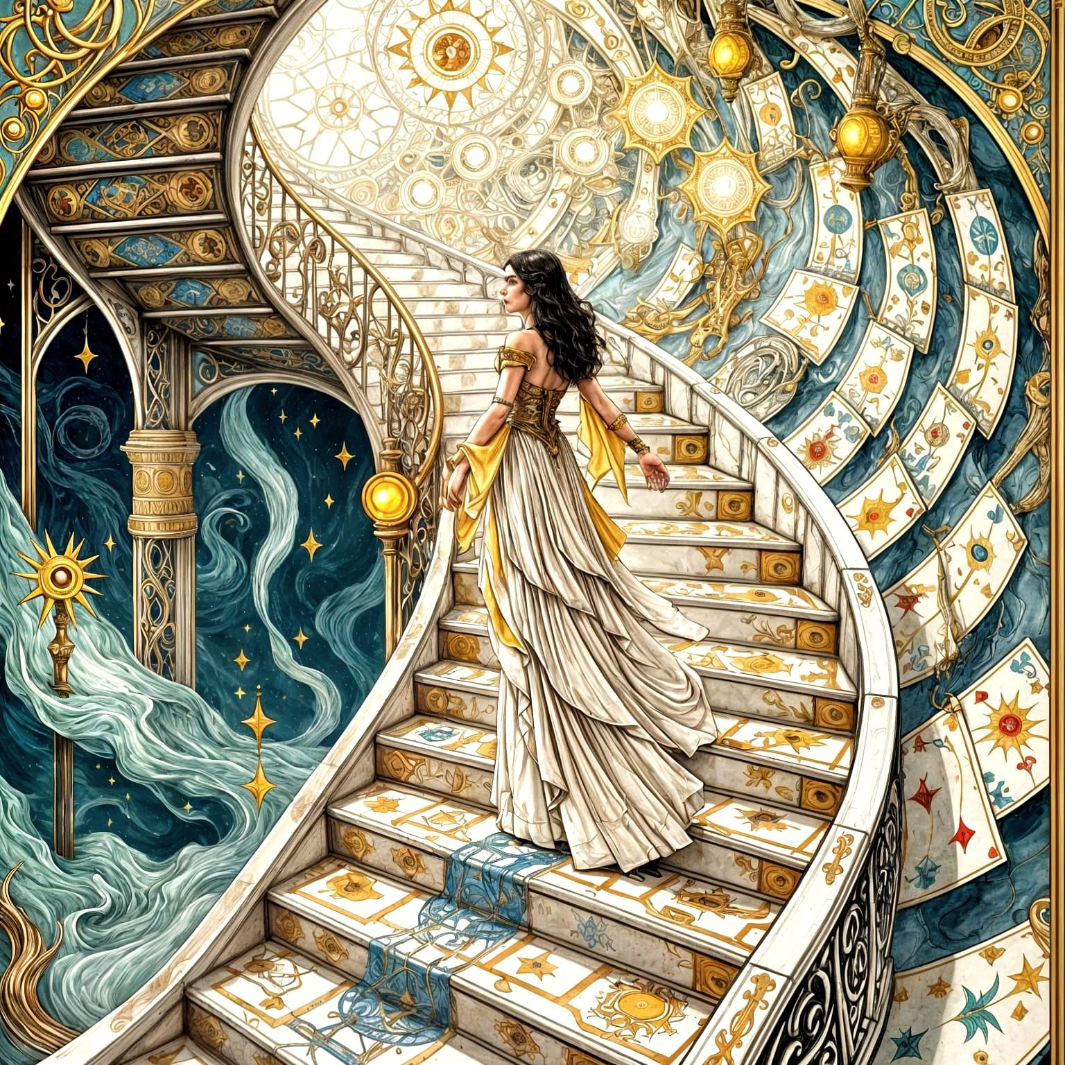 Endless Spiral Staircase of Tarot Cards