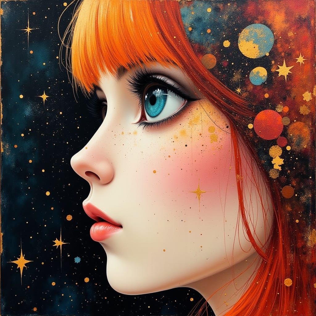 Velma Dinkley's Dreamy Starry Gaze, Abstract Oil Painting