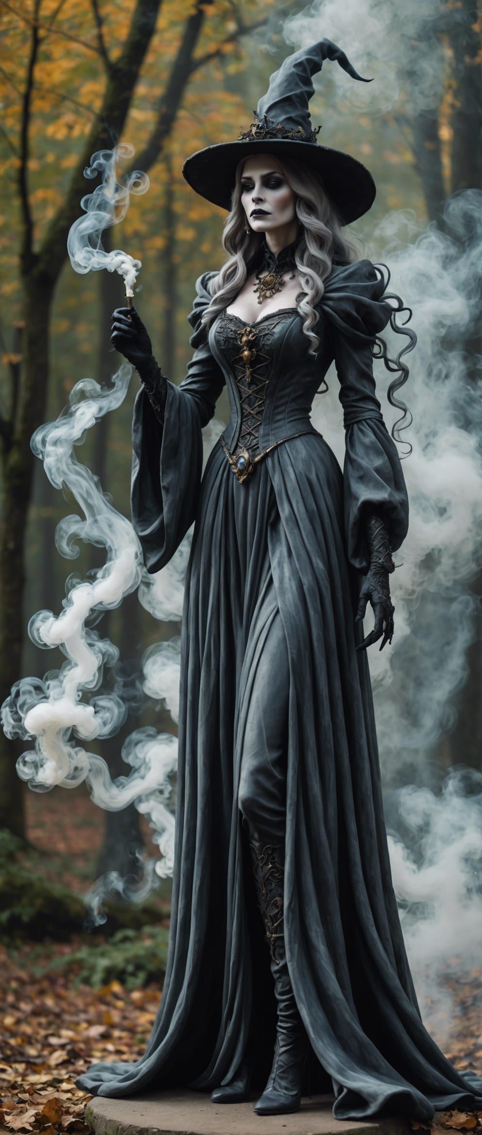 Ethereal Smoke Sculpture of a Beautiful Witch