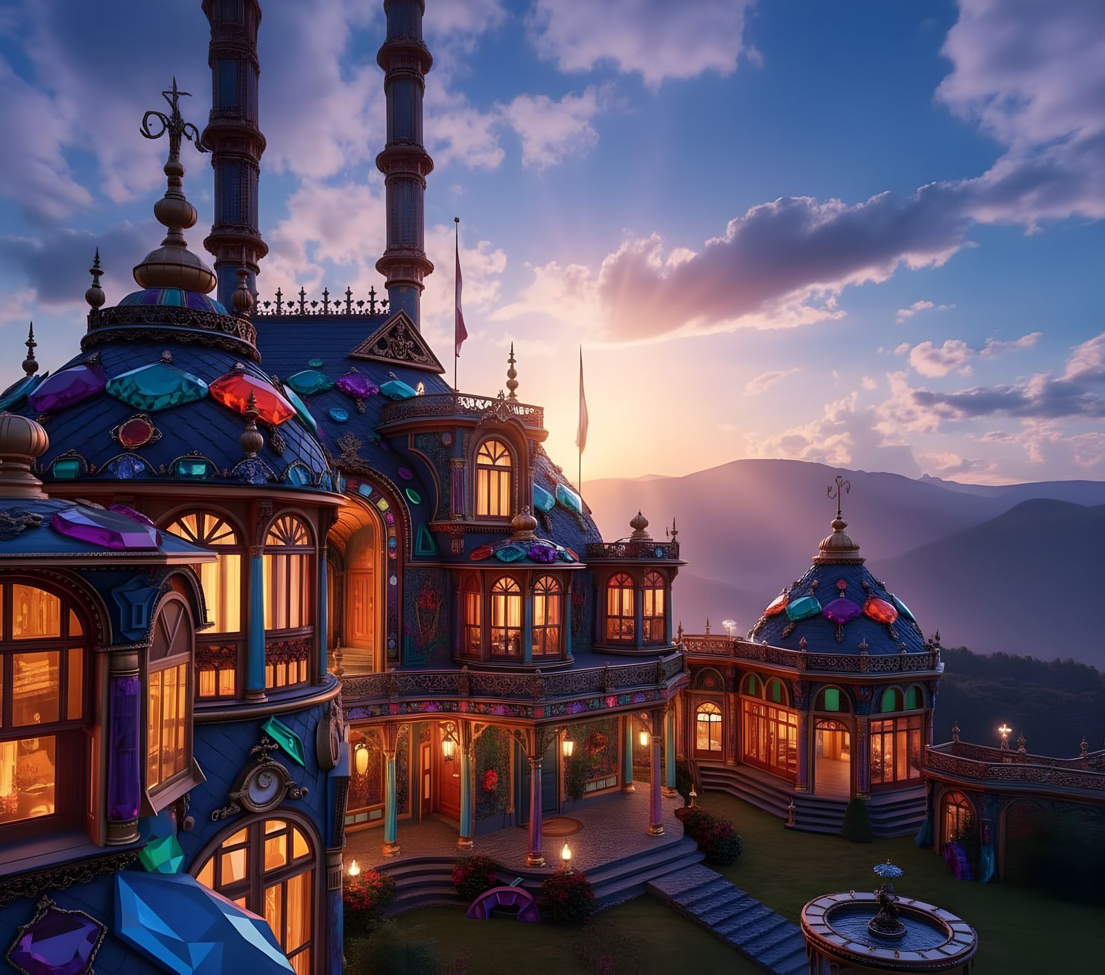 Hyperdetailed Jewel Mansion: A Billionaire's Dream Home