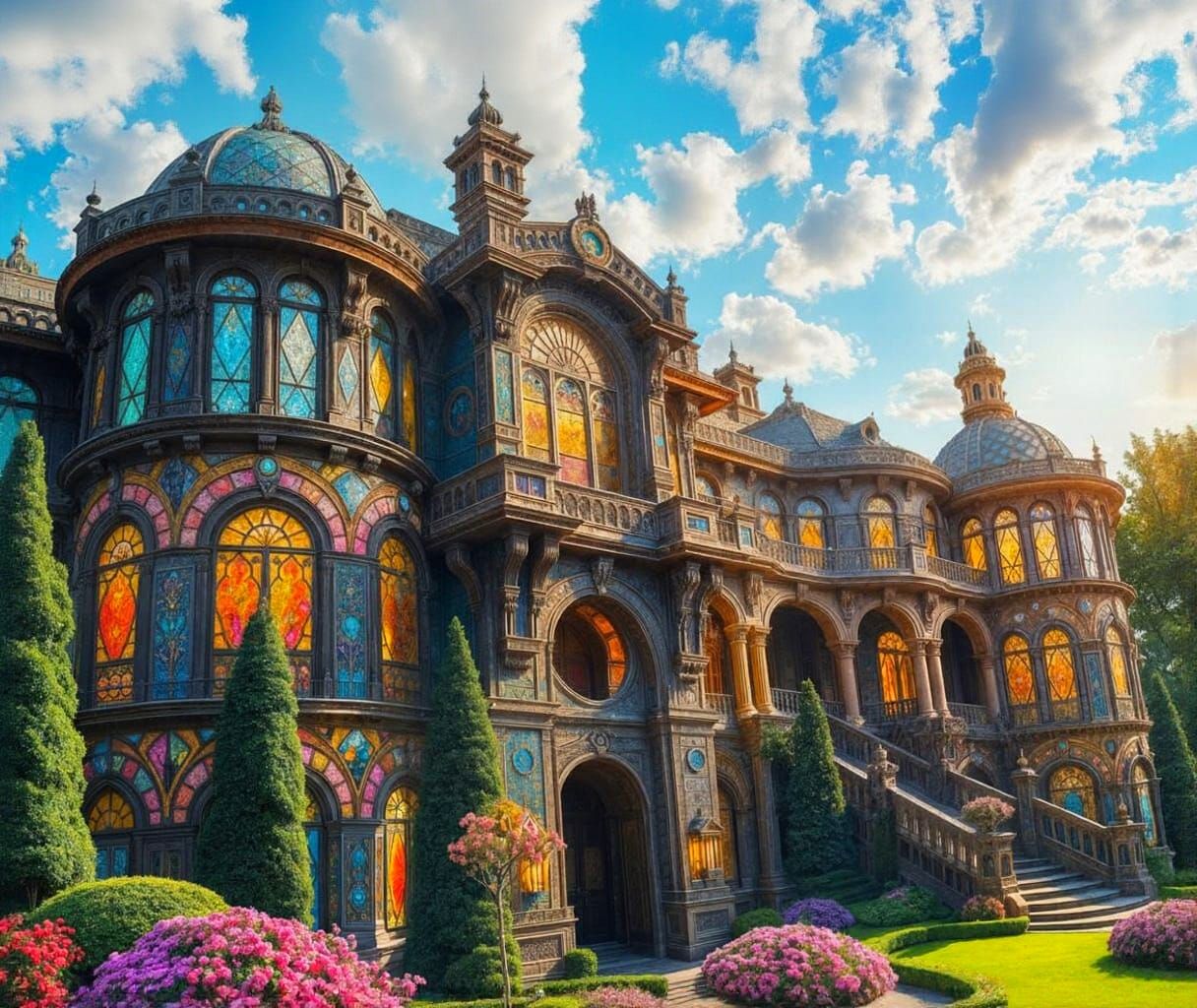 Hyperdetailed Jewel Mansion: A Billionaire's Opulent Home